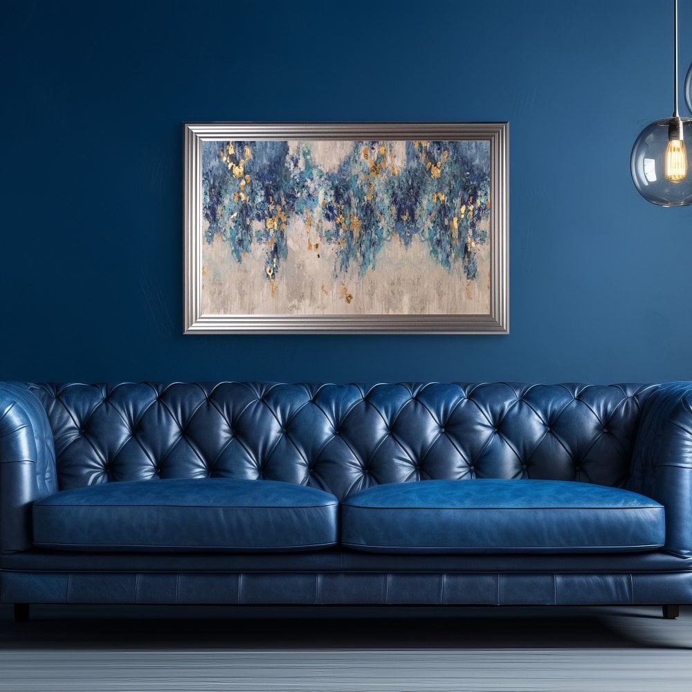 Blooming Blue with Gold Foil Framed Wall Art